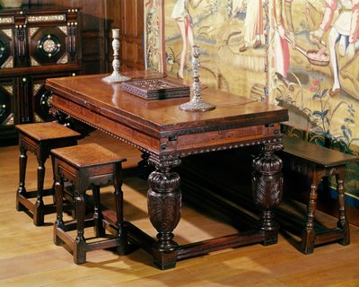 Tavolo e sedie, noto come gruppo Bromley-by-Bow (c.1580) da English School